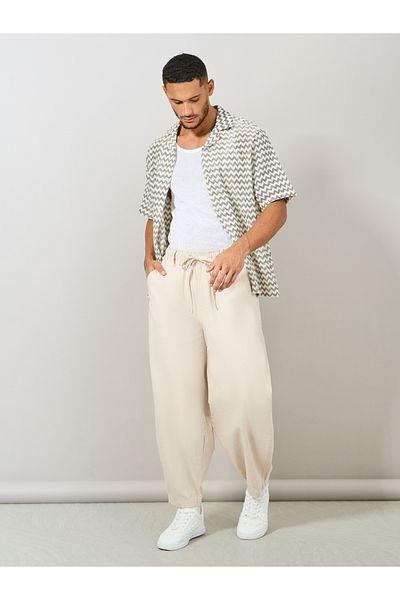 Styli Premium Cotton Slub Cotton Wide Leg Pants