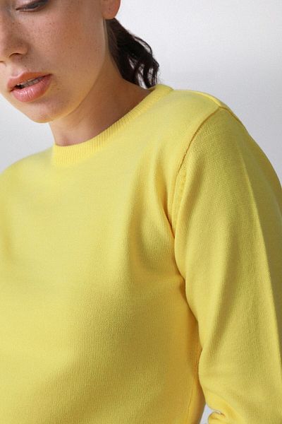 Ferraro Women's Yellow Round Neck Knitwear Sweater