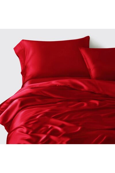 Helen George Saten Çift Kişilik Nevresim Takımı - Kırmızı