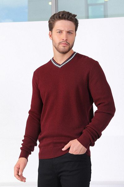 Ferraro Pulover din bumbac cu decolteu în V pentru bărbați