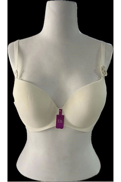 F.K Laser Cut Line Patterned Ecru Bra - Unassisted, Model 507