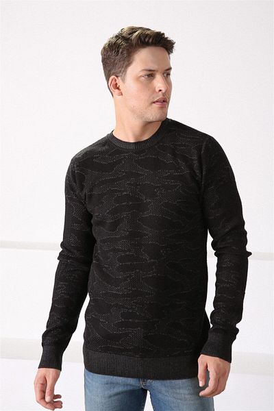 Ferraro Pulover pentru bărbați, 100% bumbac, cu model negru