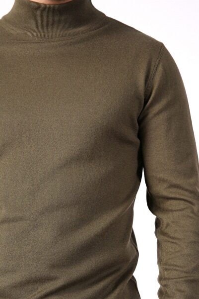 Ferraro Erkek Haki Yarım Balıkçı Yaka Pamuk Kazak