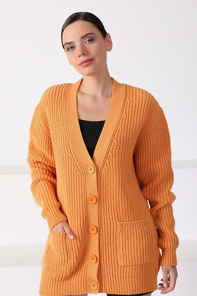 Ferraro Women's Apricot Wool Oversize Knitwear Cardigan