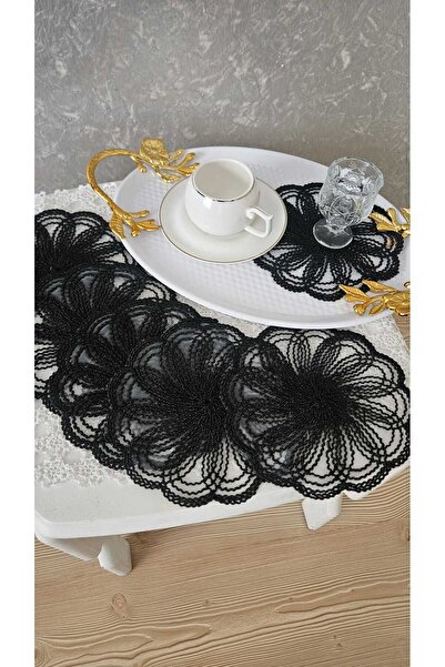 ZESA HOME 6-Piece Stylish Brown Color Guipure Tulle Napkins