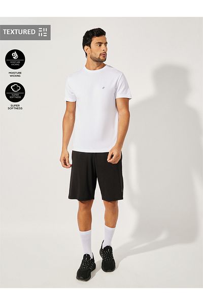 Styli Textured T-Shirt & Shorts Sports Fitness Suit Set
