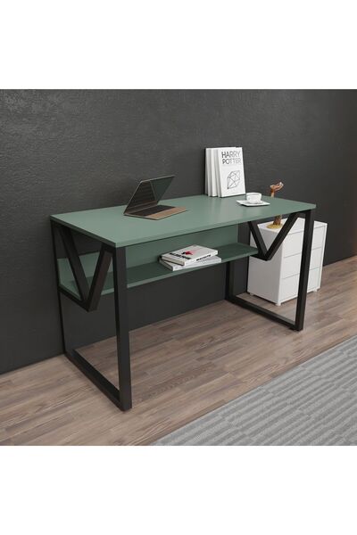Decorotika LONA ÇALIŞMA MASASI GREEN SİYAH METAL