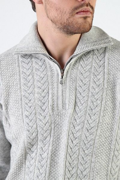 Ferraro Ανδρικό πουλόβερ A.grey με φερμουάρ 100% Lambswool
