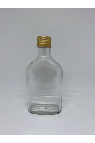 parlakcam 200cc Cold Brew Coffee Bottle Leak Proof Glass Flat Bottle with Gold Lid Suitable for Liquid Food (10 PCS)