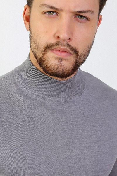 Ferraro Ανδρικό πλεκτό πουλόβερ O.gray Half Turtleneck 100% βαμβάκι