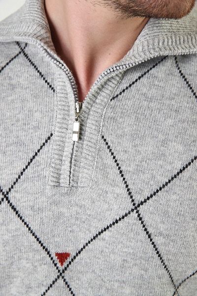 Ferraro Ανδρικό πουλόβερ A.grey με φερμουάρ 100% Lambswool