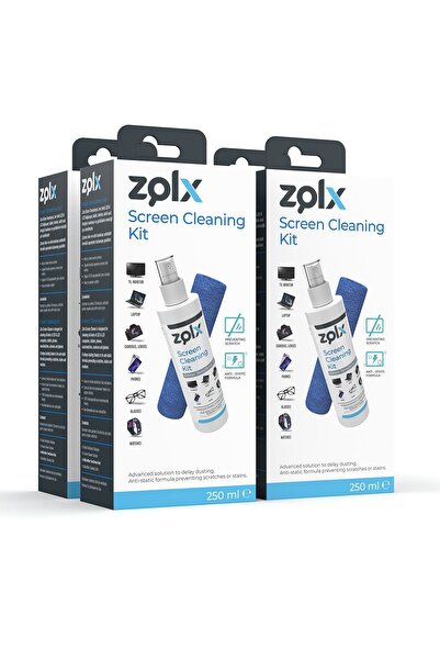 zolx Ekran Temizleme Seti 250ml * 4 Adet (MİKROFİBER BEZ HEDİYE) Led Tv, Bilg...