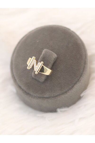 ZEYNEPLİ GOLD 14 Ayar Küçük N Harfli Taşlı Yüzük