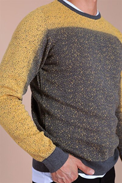 Ferraro Erkek Antrasit Bisiklet Yaka Pamuk İpek Kazak