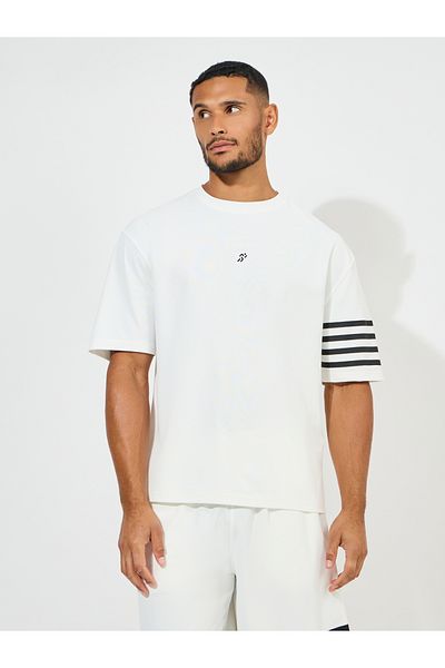 Styli Oversized Stretch Pique Knit T-Shirt & Striped Shorts Set