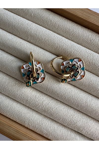 ringbox White Ethnic Patterned Earrings