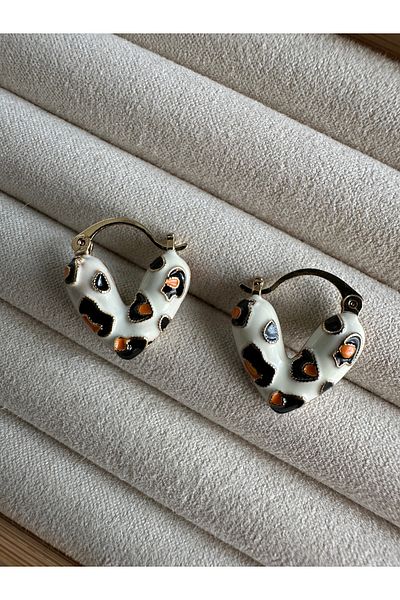 ringbox Patterned Black Heart Earrings