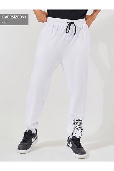 Styli Teddy Placement Print Oversized Joggers with Drawcord