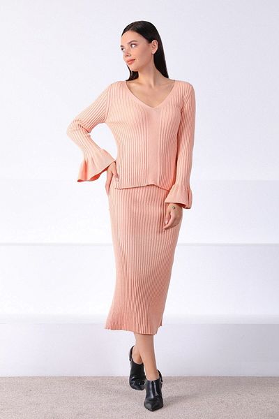 Ferraro Women's Apricot Slit Knitwear Skirt