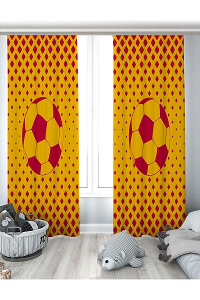 Evperest Yellow Red Fan Biplane Background Curtain EPP135