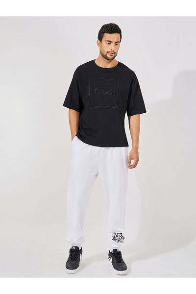 Styli Teddy Placement Print Oversized Joggers with Drawcord