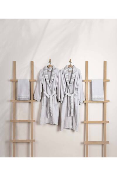 Koza Home Limira Set of 4 Gray Cotton Bathrobe Dowry Towel - S/M/L/XL 50x90 2242