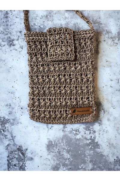 Gamgam Techno Mink Color, Organic, Handmade Phone Bag with Strap