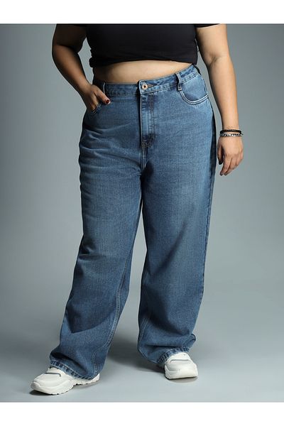High Star By Styli بالإضافة إلى Yüksek Bel Hafif Solgun Rahat Kesim Kot Pantolon