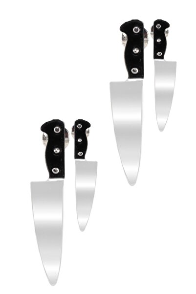 LABALABA Men's Studded Knife Formed Steel Earring Set of 2