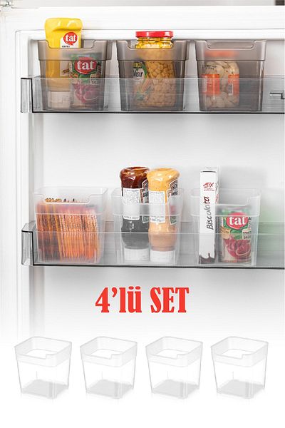 Vienev 4-Piece White Fridge Organizer Box
