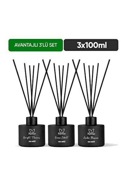 Papilion Aromatherapy Çubuklu Difüzör Oda Kokusu 3’lü Set Bright Flowers Ocea...