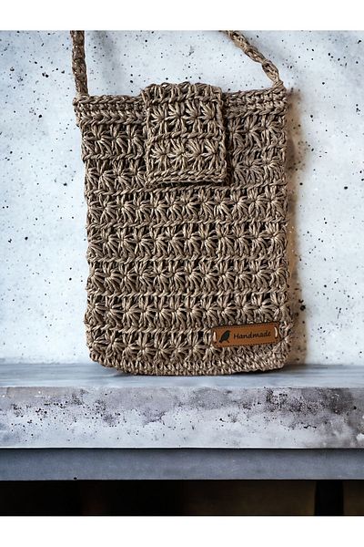 Gamgam Techno Mink Color, Organic, Handmade Phone Bag with Strap