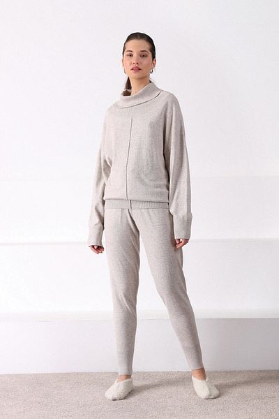Ferraro Women's Beige Pocketed Slim Leg Cashmere Knitwear Trousers