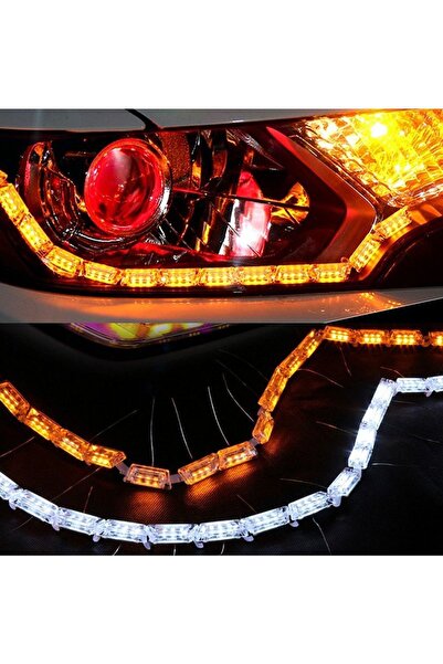 XMOD Far Içi Kristal Şerit Led Kayan Dizayn Sinyalli Beyaz Ve Turuncu 16 Led