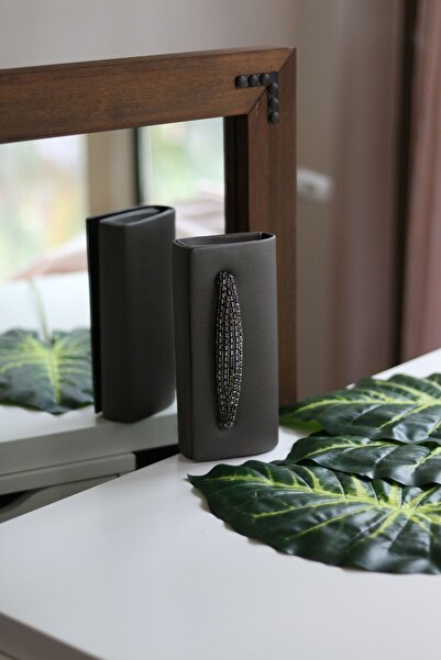 Moom Bag Geantă de seară de damă, antracit, cu detaliu de susținere a pietrei