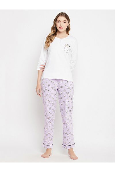 Clovia By Styli Cotton Sheep Print Top & Pyjama Set