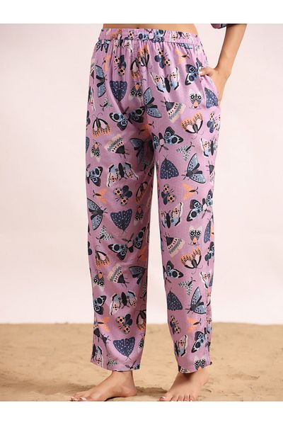 Sanskrutihomes By Styli Butterfly Print 3/4 Sleeves Top Straight Pyjama Set