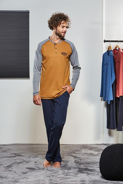 PJS طقم بيجامة رجالي بأزرار 21314