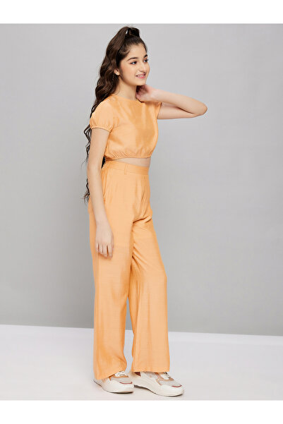 Stylo Bug By Styli Puff Sleeves Crop Top and Straight Leg Pant Set