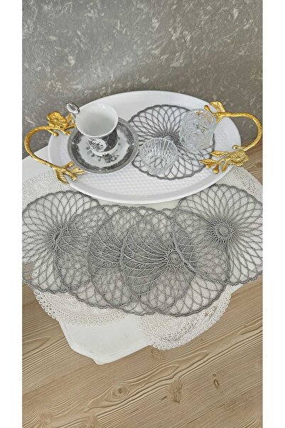 ZESA HOME 6-Piece Brown Stylish Guipure Tulle Napkins