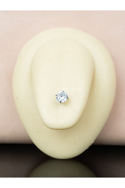 MORNEVA Crystal Steel Tongue Piercing with Zircon Stone Detail
