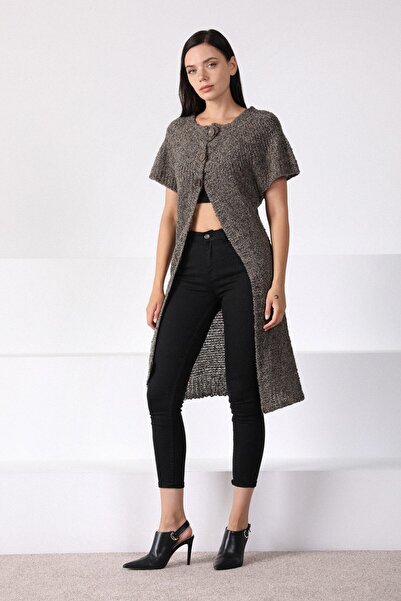 Ferraro Women's Mink Round Neck Long Knitwear Cardigan