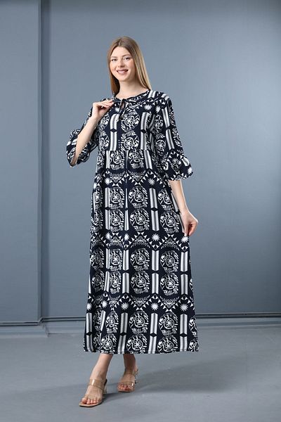 mervemoda Dámské letní tkané šaty - Krátký rukáv