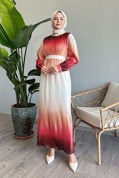 InStyle Μεταβατικό φόρεμα σομόν σατέν πλισέ