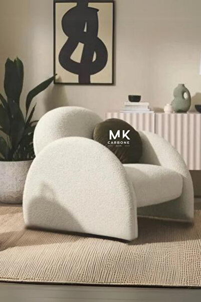 CARBONE Desin Teddy, Beyaz,berjer,puf Koltuk,berjer Koltuk
