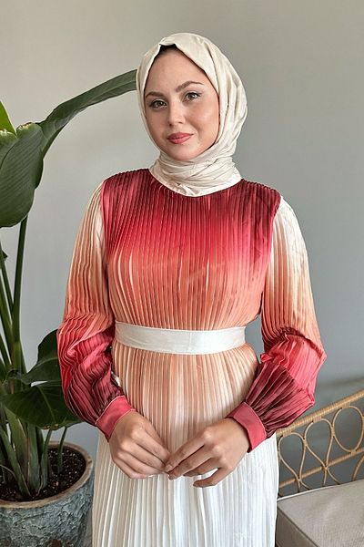 InStyle Μεταβατικό φόρεμα σομόν σατέν πλισέ