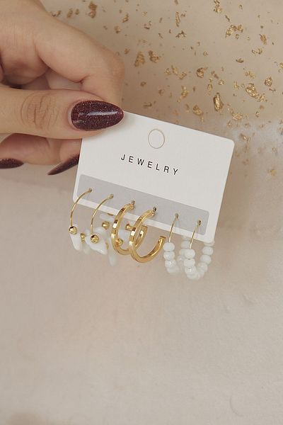 takıtarzım Moonstone 3-piece hoop earring set