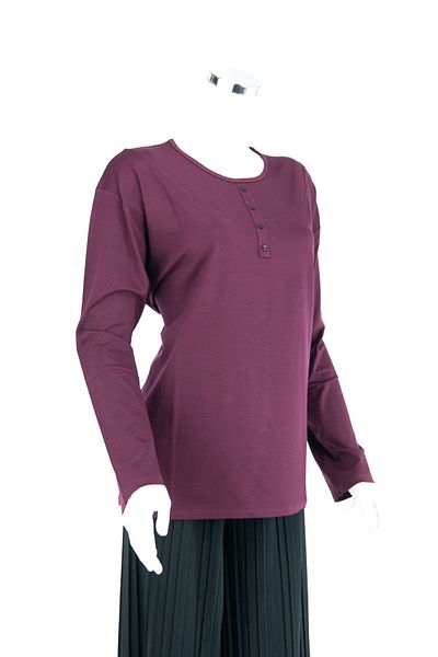 Oppland Bluză de damă, clasică, cu model, cu guler rotund, din lycra, vâscoză, din material pieptănat