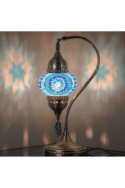 Demmex Gooseneck 40 cm - 100% Handcrafted Turkish Moroccan Mosaic Table Bedside Lamp