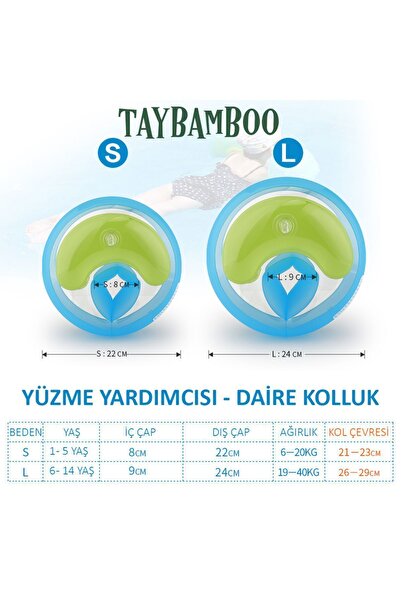TAYBAMBoo Classıcs Yuvarlak Üç Hava Odalı Yüzme Yardımcısı Kolluk Small (1-5YAŞ 6-19KG)